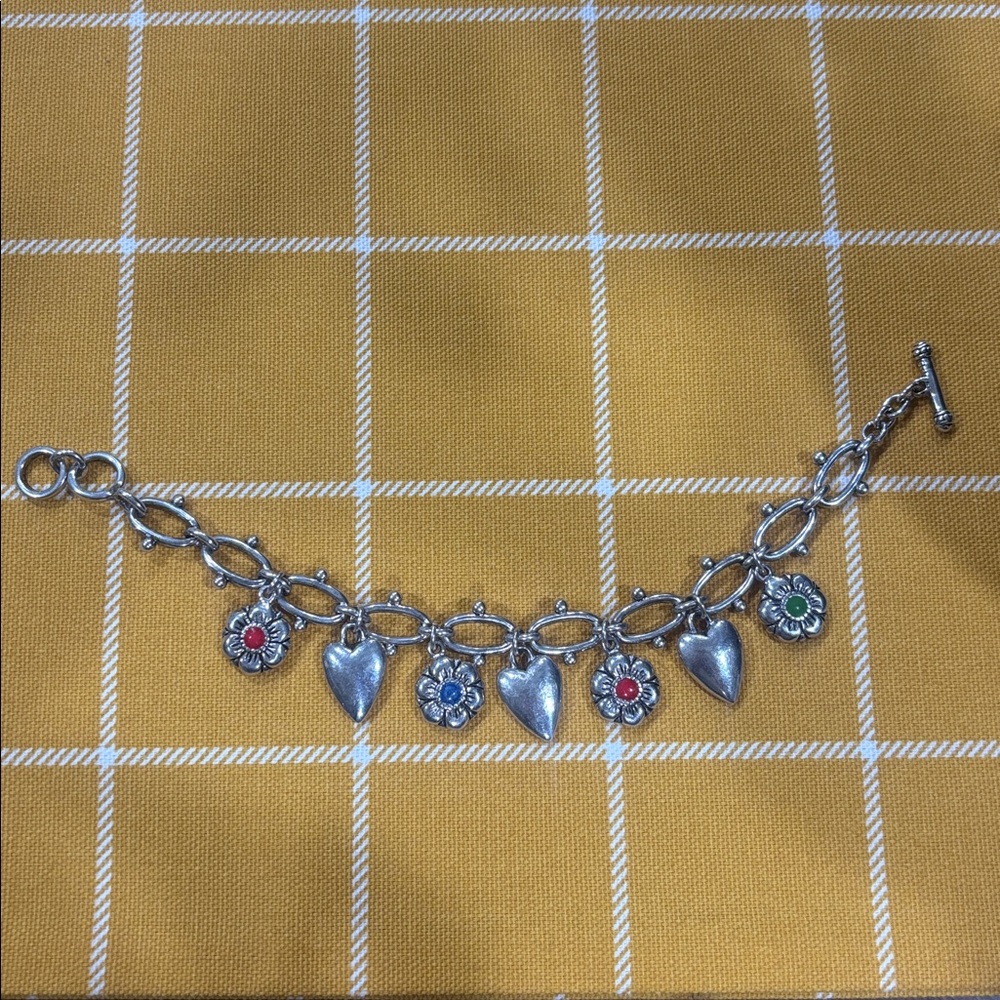 Vintage Silver Flower/Heart Charm Bracelet - Premier Designs